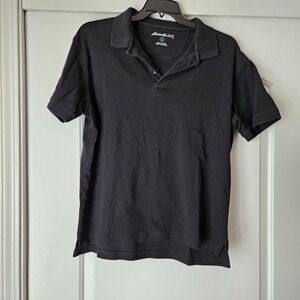 Eddie Bauer Mens Polo Shirt Large‎ Black Short Sleeve Casual 100% Cotton